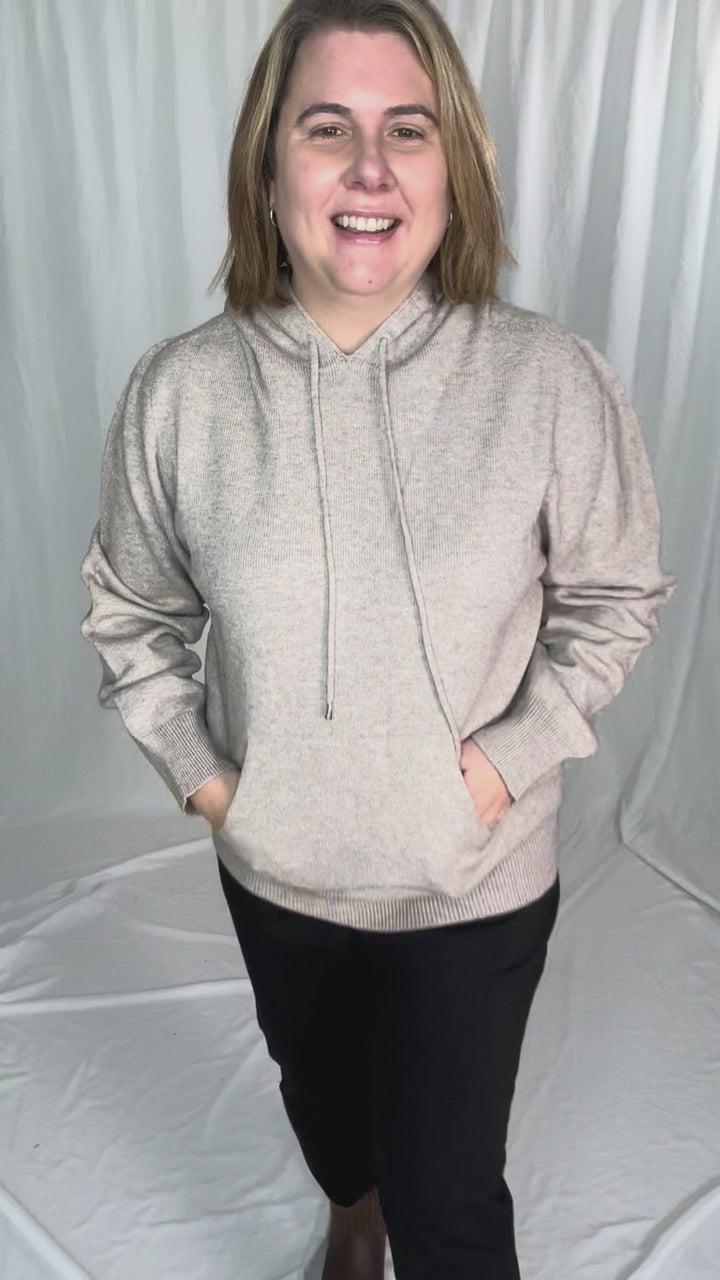 Wheatly Knit Sweater Hoodie- OATMEAL