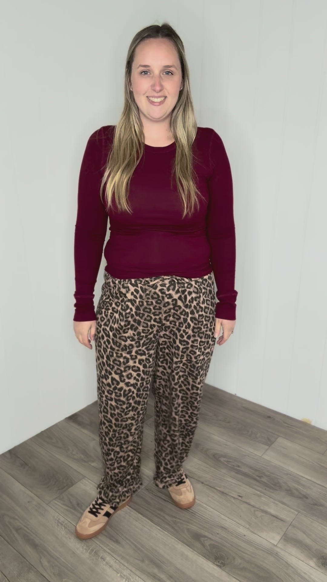 Addie Leopard Cotton Blend Barrel Jogger- TAUPE/LEOPARD