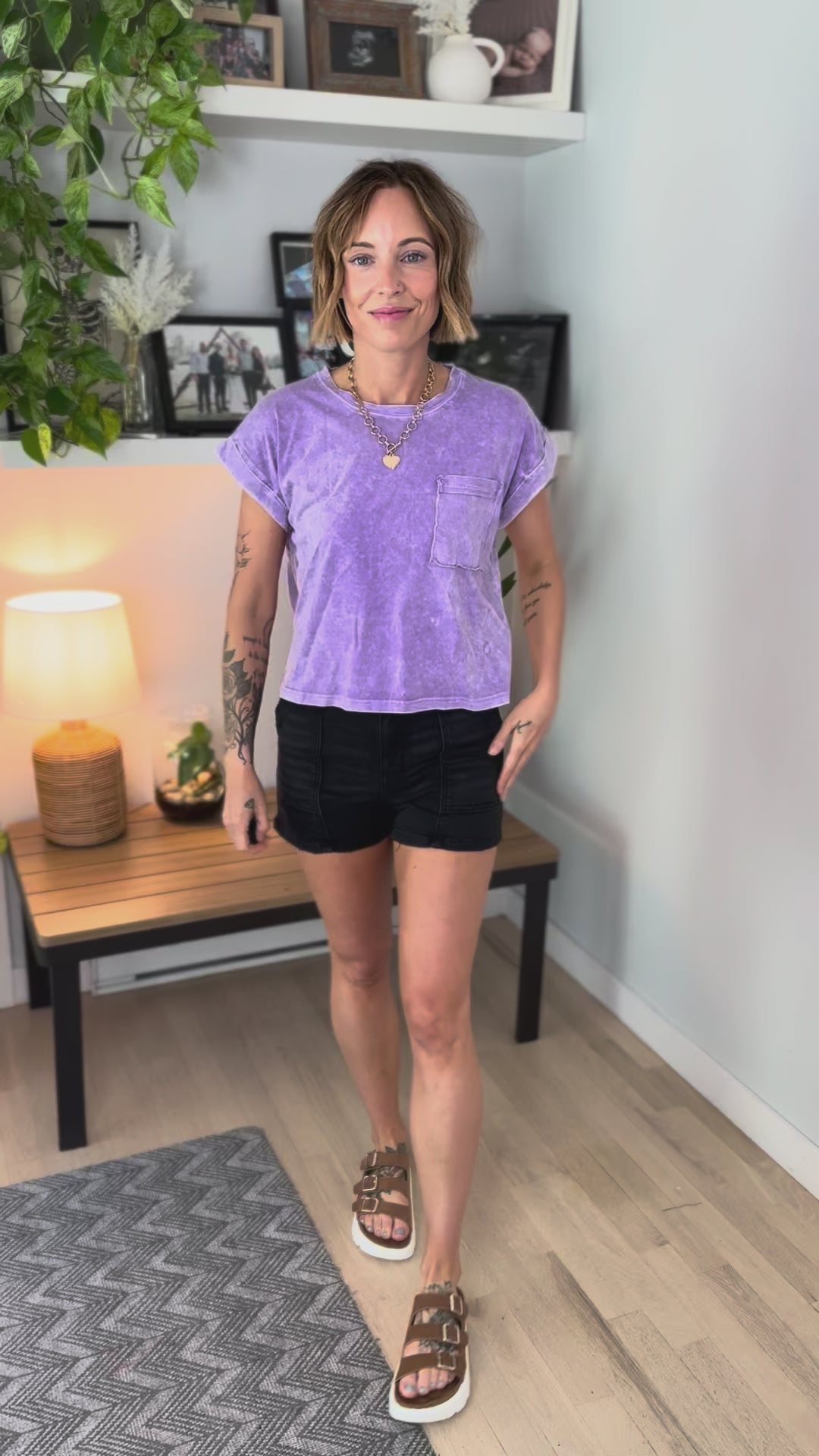 Iri Washed Pocket Tee- VIOLET