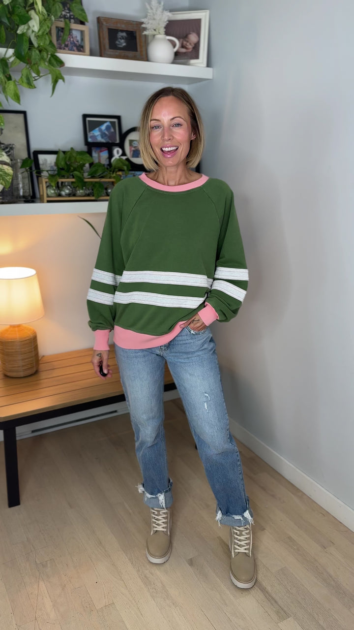 Andie Mineral Washed Pullover- MATCHA