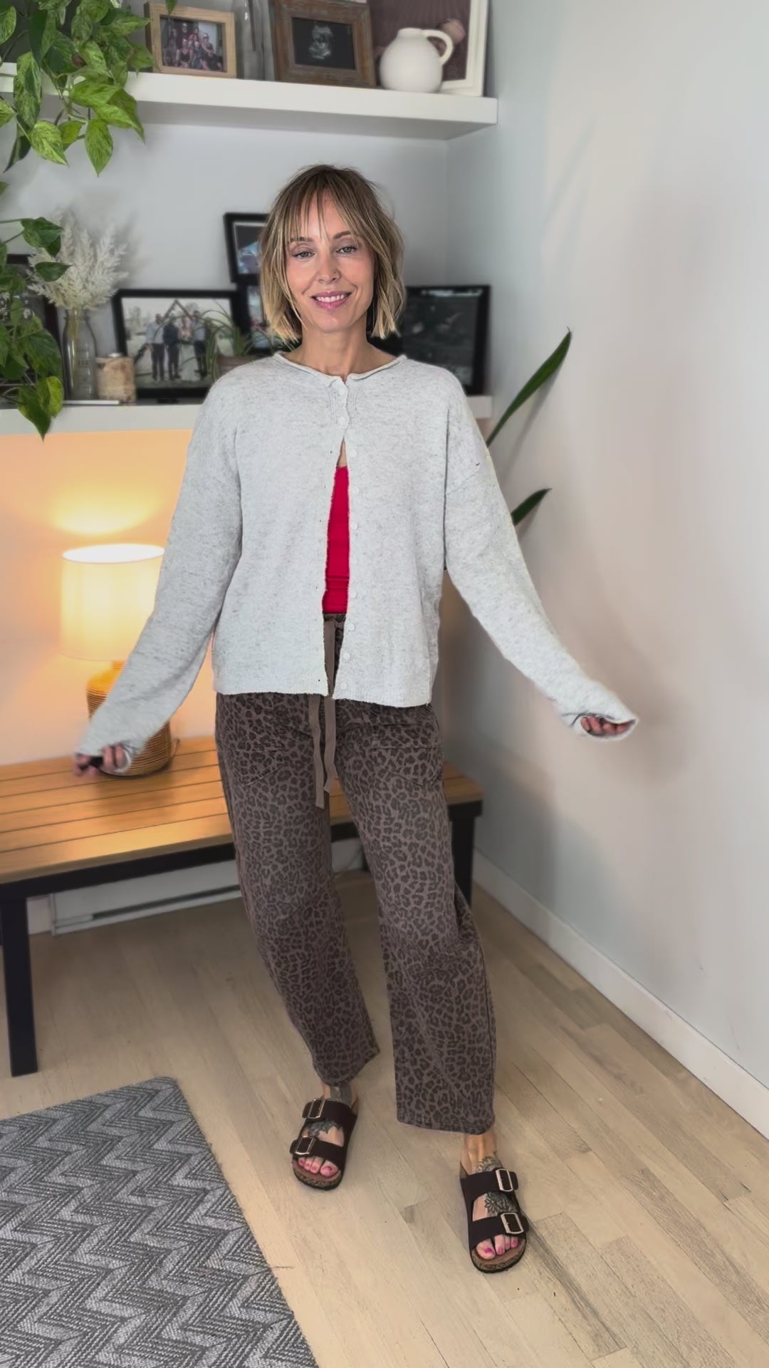 Shannon Button Down  Cardigan- LIGHT GREY-FINAL SALE