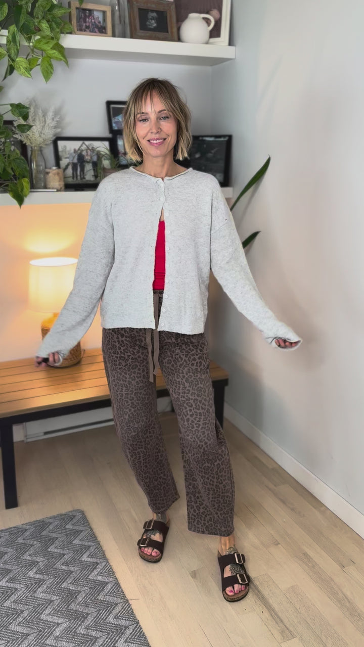 Shannon Button Down  Cardigan- LIGHT GREY-FINAL SALE