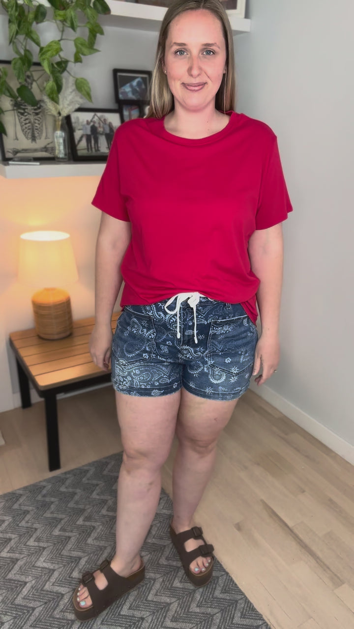 Natie Cotton Boyfriend Tee- RUBY
