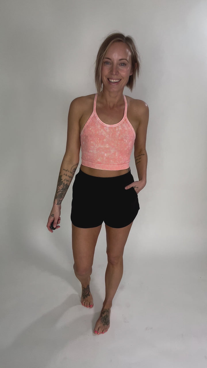 Brassy Seamless Wash Crop Cami- CORAL-FINAL SALE