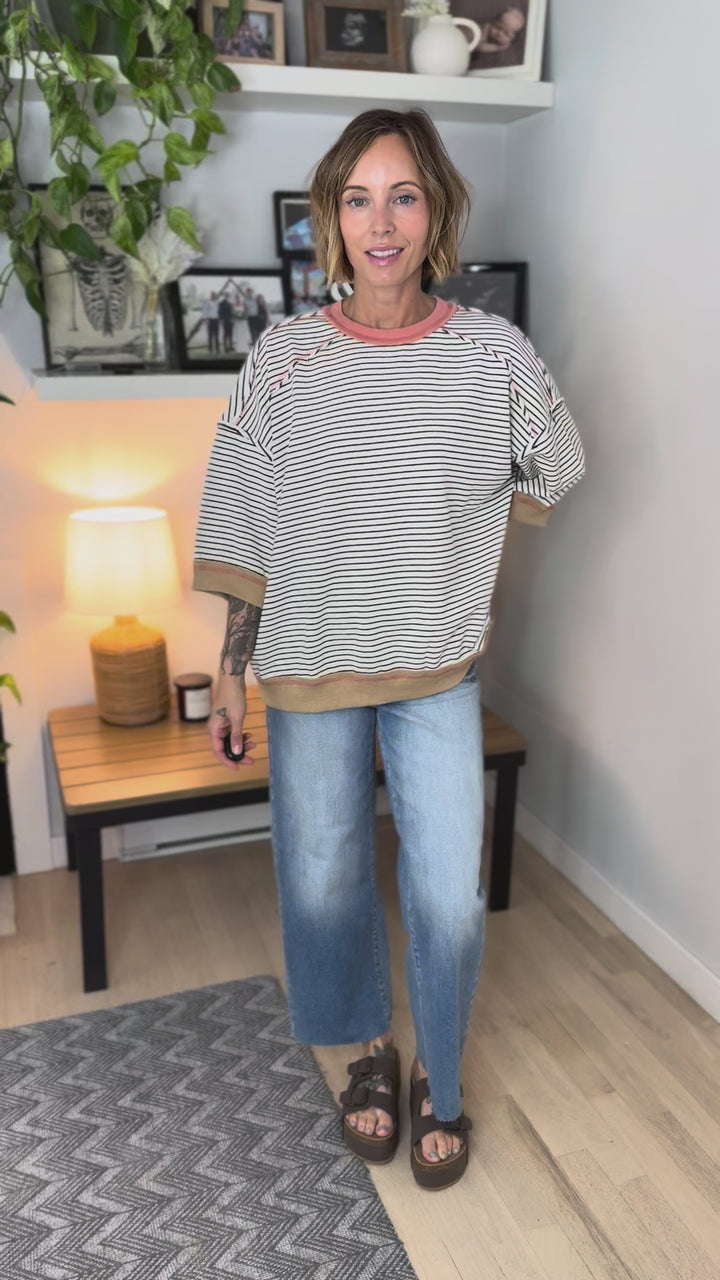 Mirelle 1/2 Sleeve Pullover- OATMEAL LATTE