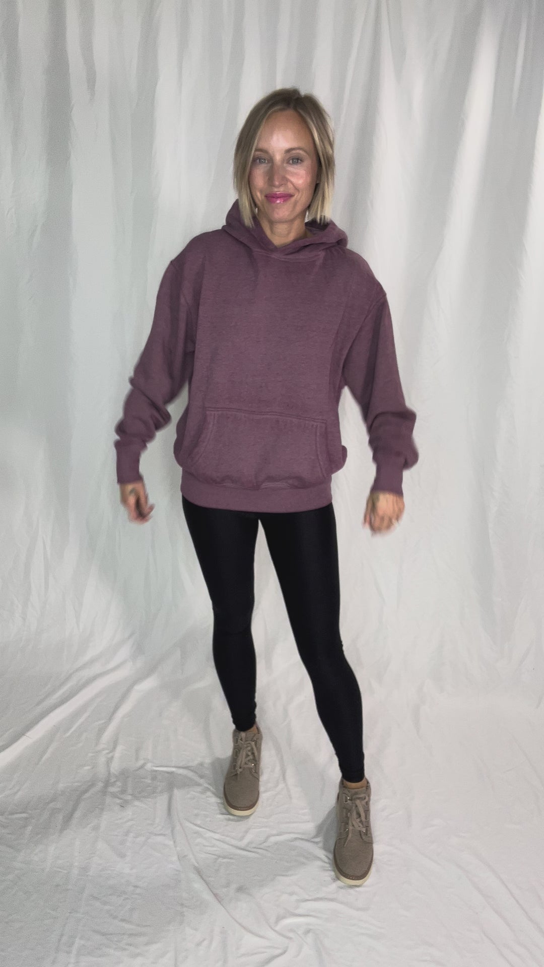MONO B Burnout Bliss Fleece Hoodie- DARK PLUM