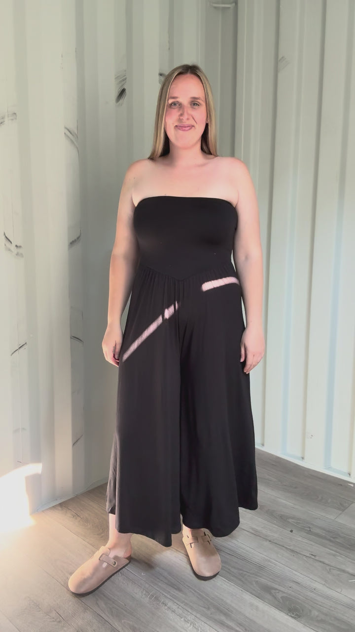 Aenea Strapless Jumpsuit- BLACK