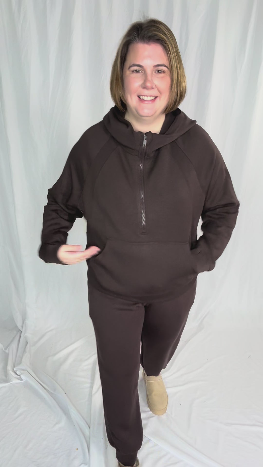 Everett Modal 1/2 Zip Hoodie- ESPRESSO