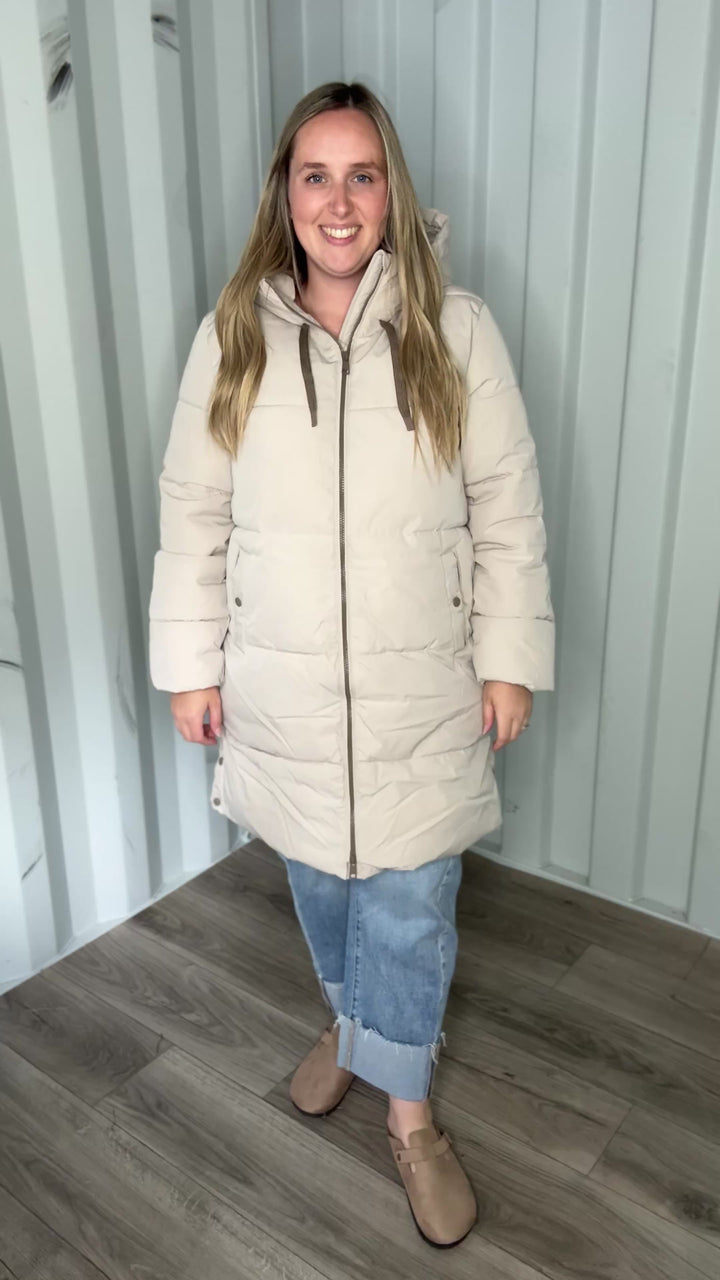 ONLY Blair Long Hooded Puffer Jacket- SILVER LINING