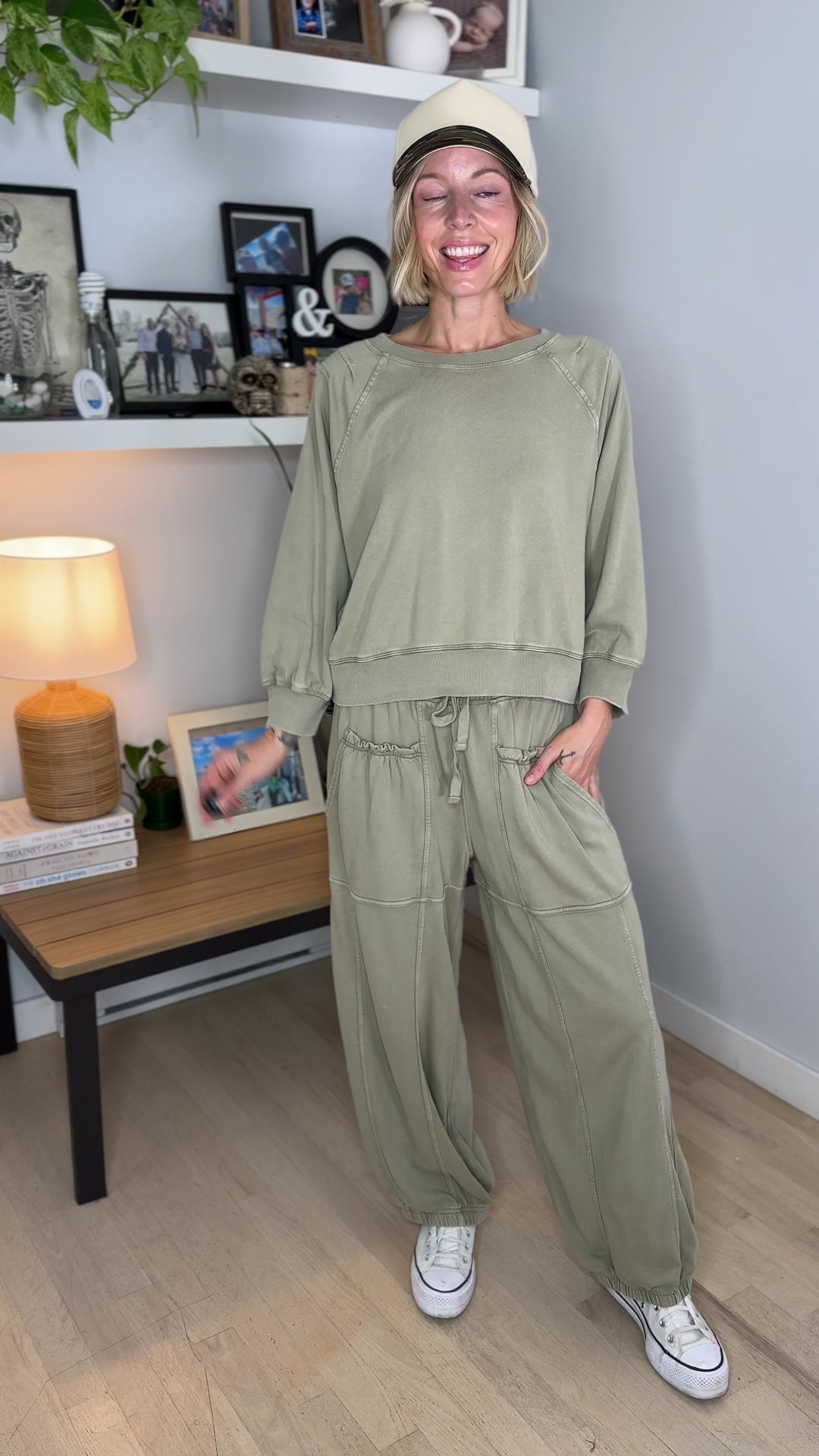 Kerima Washed Cotton Barrel Set- LT SAGE