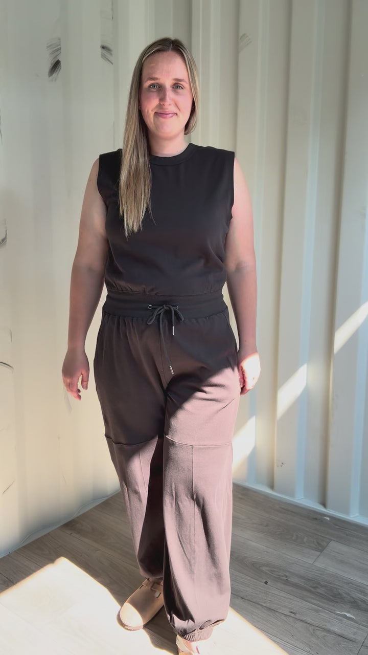 Overly Drawstring Barrel Jumpsuit- ASH