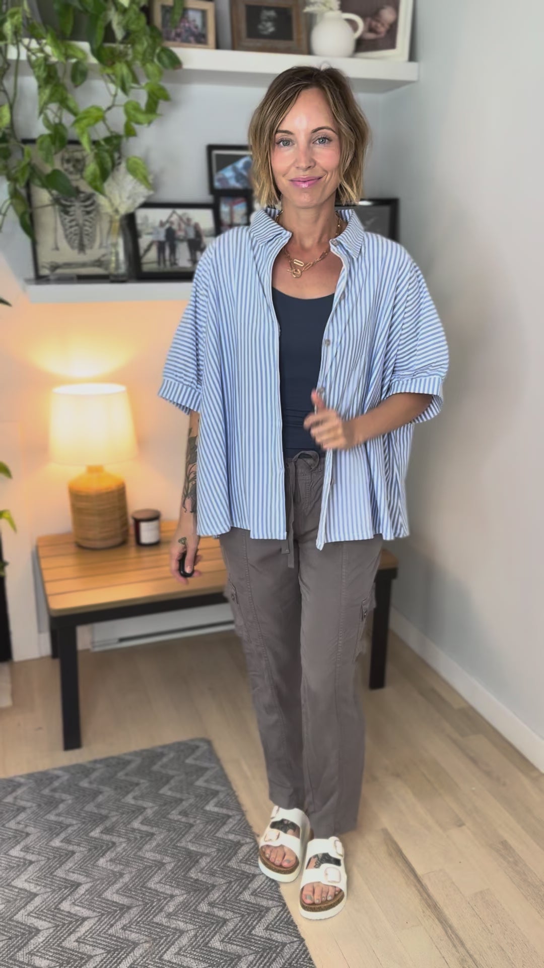 Hayden Stretch Cotton Button Down- CORNFLOWER