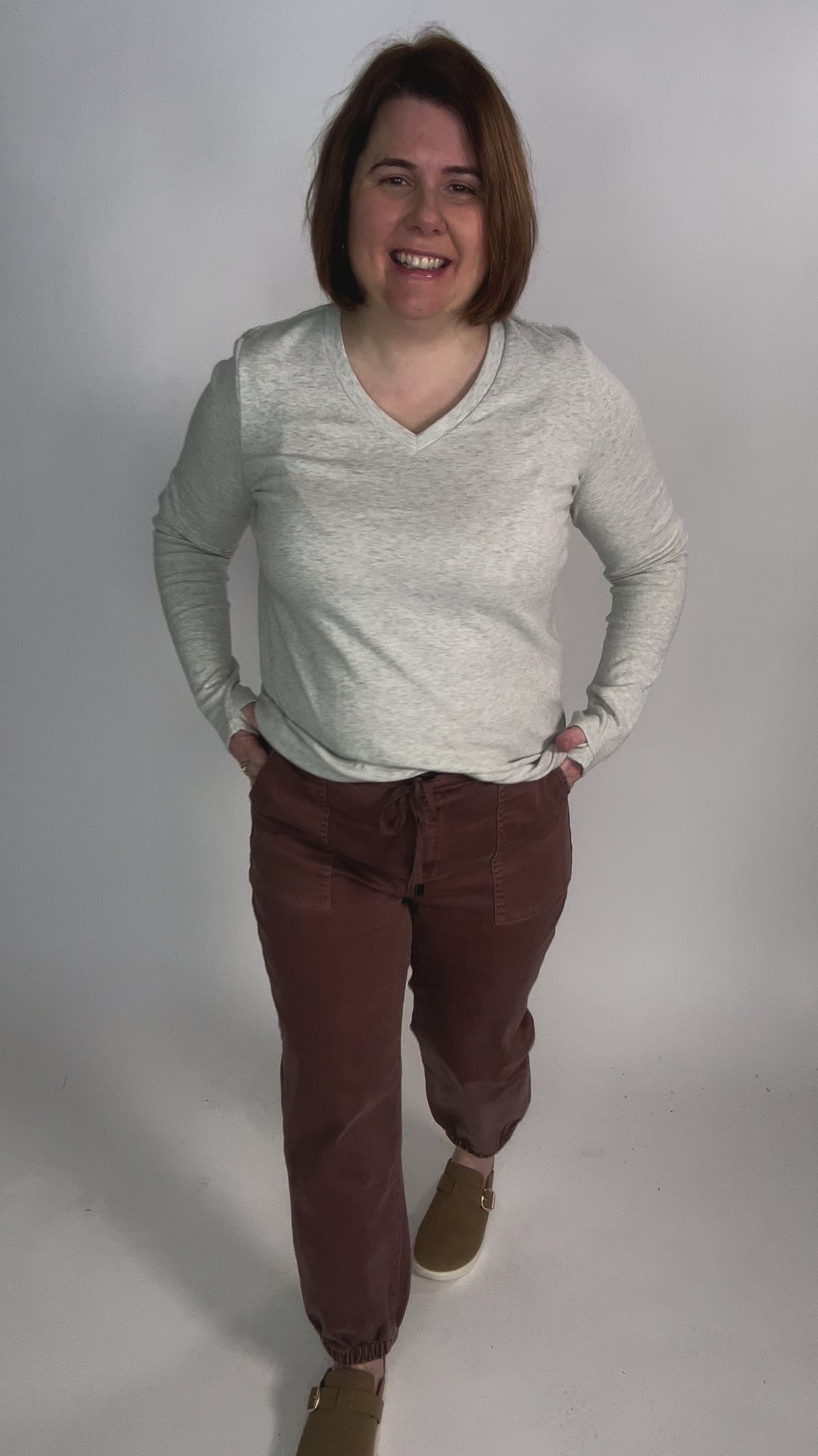 Leah Premium Thumbhole Long Sleeve- HTHR LIGHT GREY-FINAL SALE