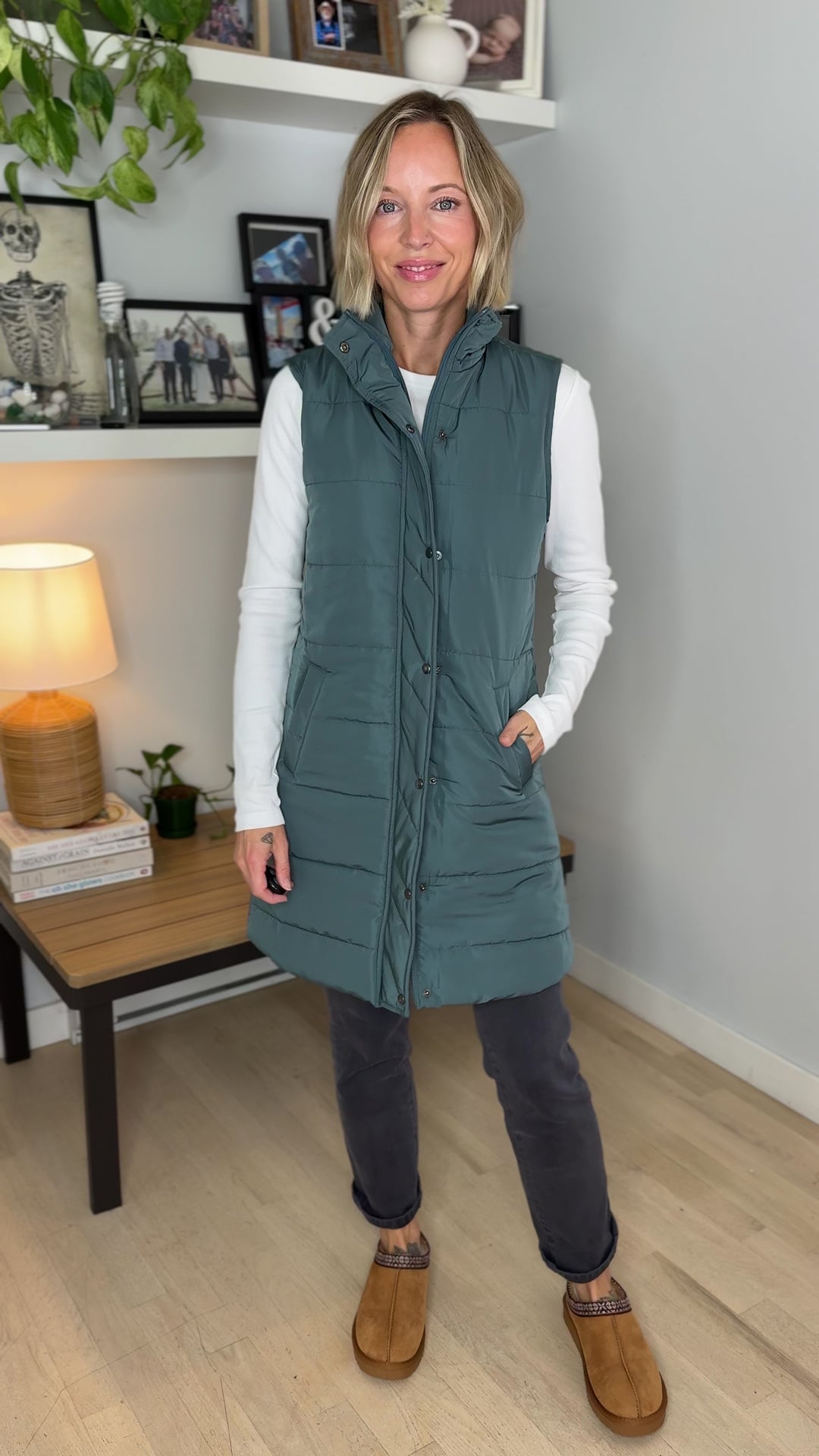 MICHELLE MAE Harlow Cling-Free Longline Vest- TEAL