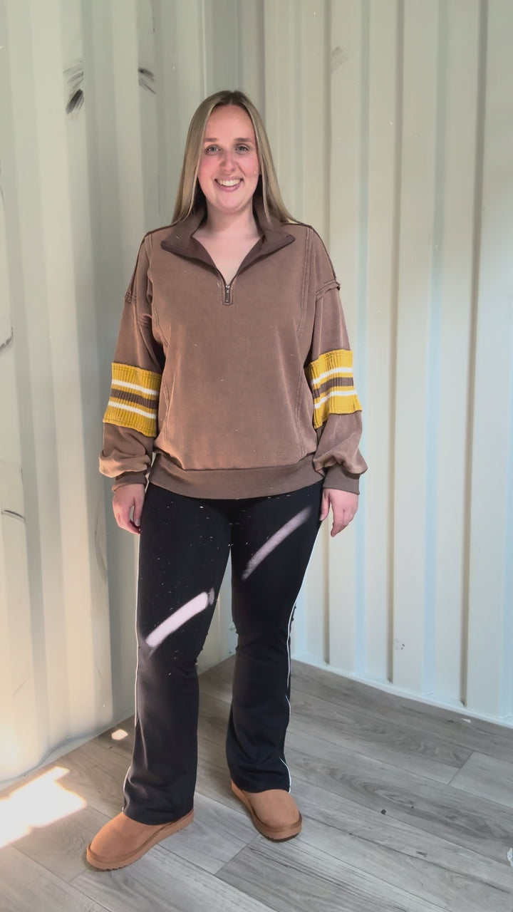 Laurel Mist Mineral Washed Pullover- MOCHA