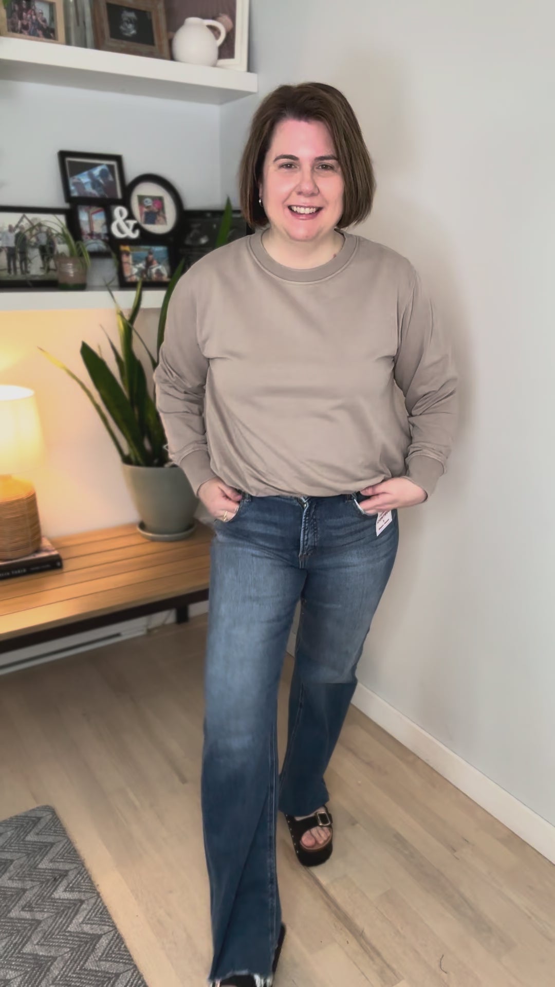 Mono B Quinn Mineral Cloud Bubble Hem Pullover- SILKEN TAUPE