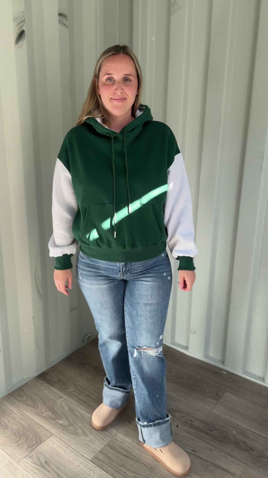 Toffy Two Tone Hoodie- GREEN/GREY