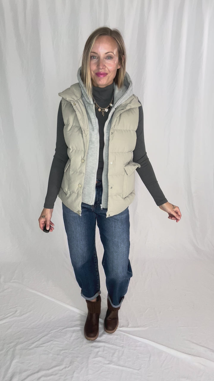 Bradlee Hoodie Vest- SAGE GREY
