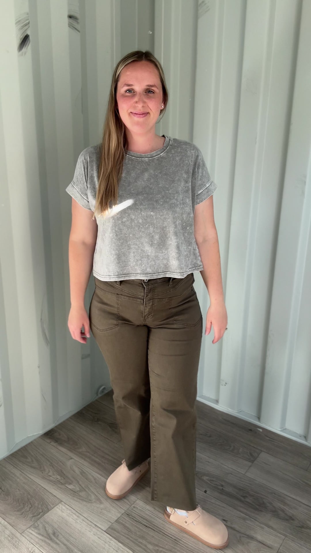 Russet Boxy Washed Tee- GREY