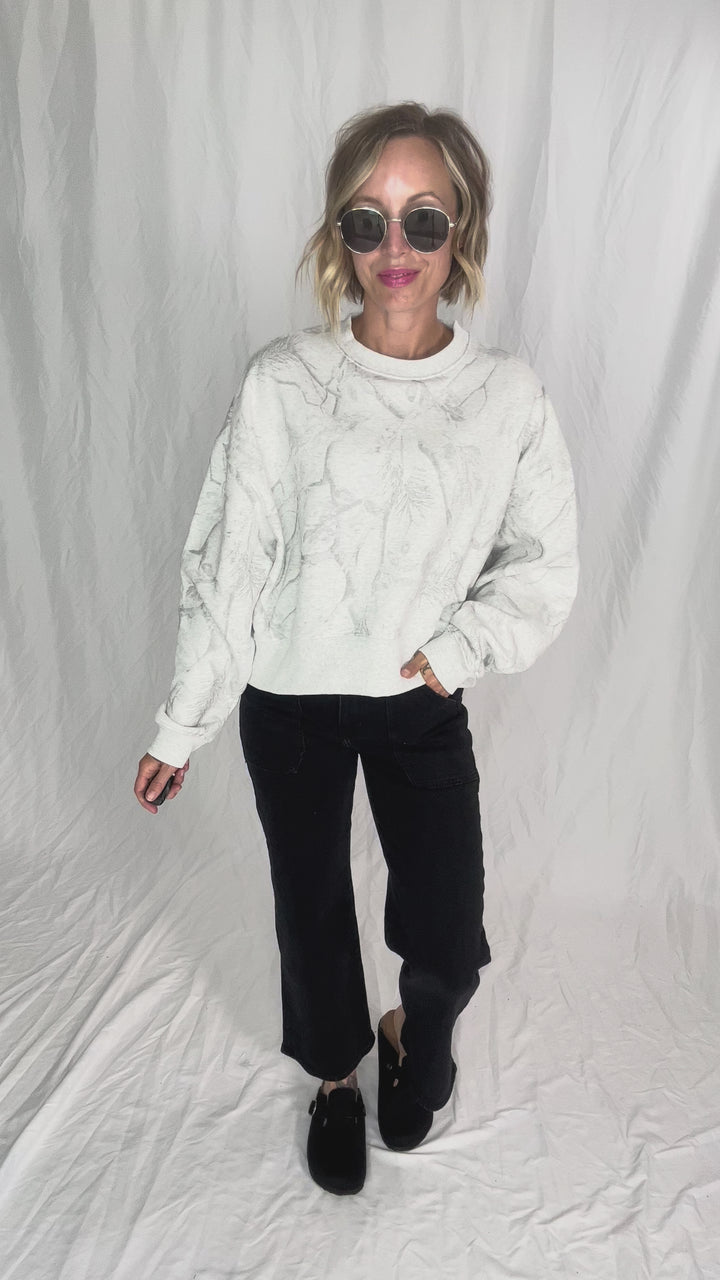 Chad Camouflage Dropped Shoulder Sweater- GREY-FINAL SALE