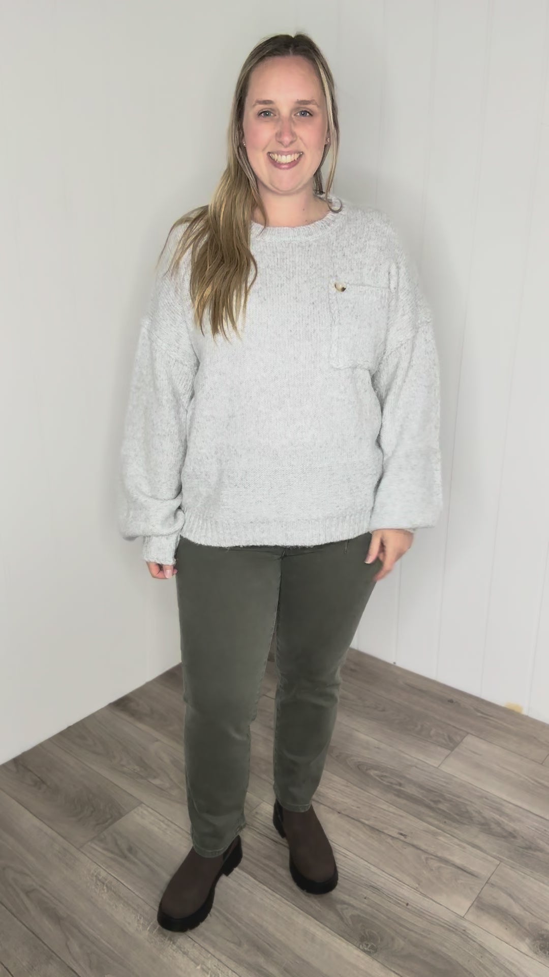 Courtland Pocket Sweater- LT GREY