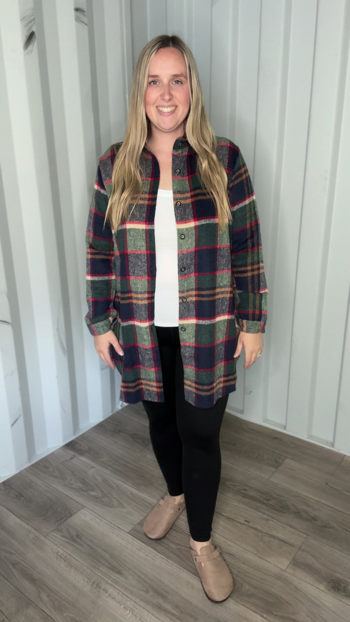 Renfrew Plaid Shacket- GREEN/NAVY