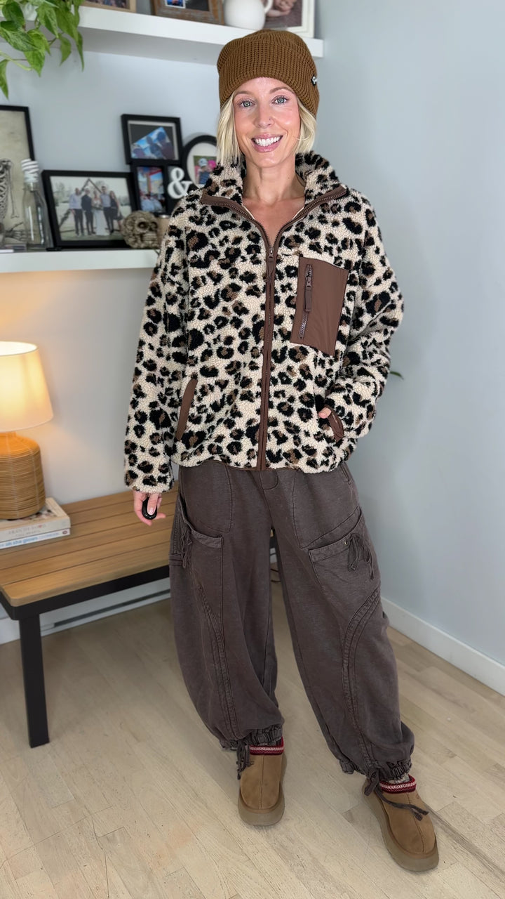 Kalli Leopard Sherpa Jacket- LEOPARD