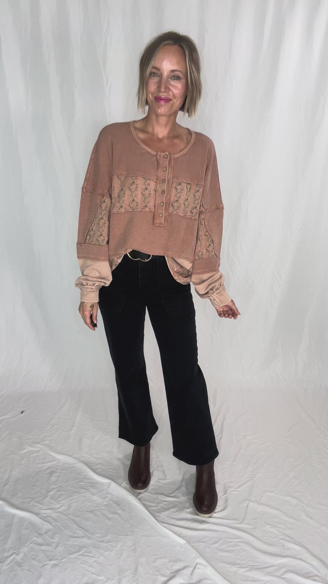 Leonie Thermal Henley- CAMEL-FINAL SALE *L*