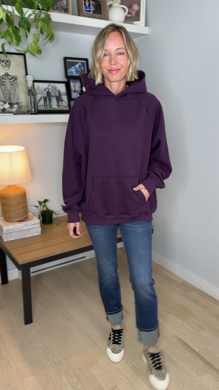 Tanis Premium Fleece Hoodie- PLUM