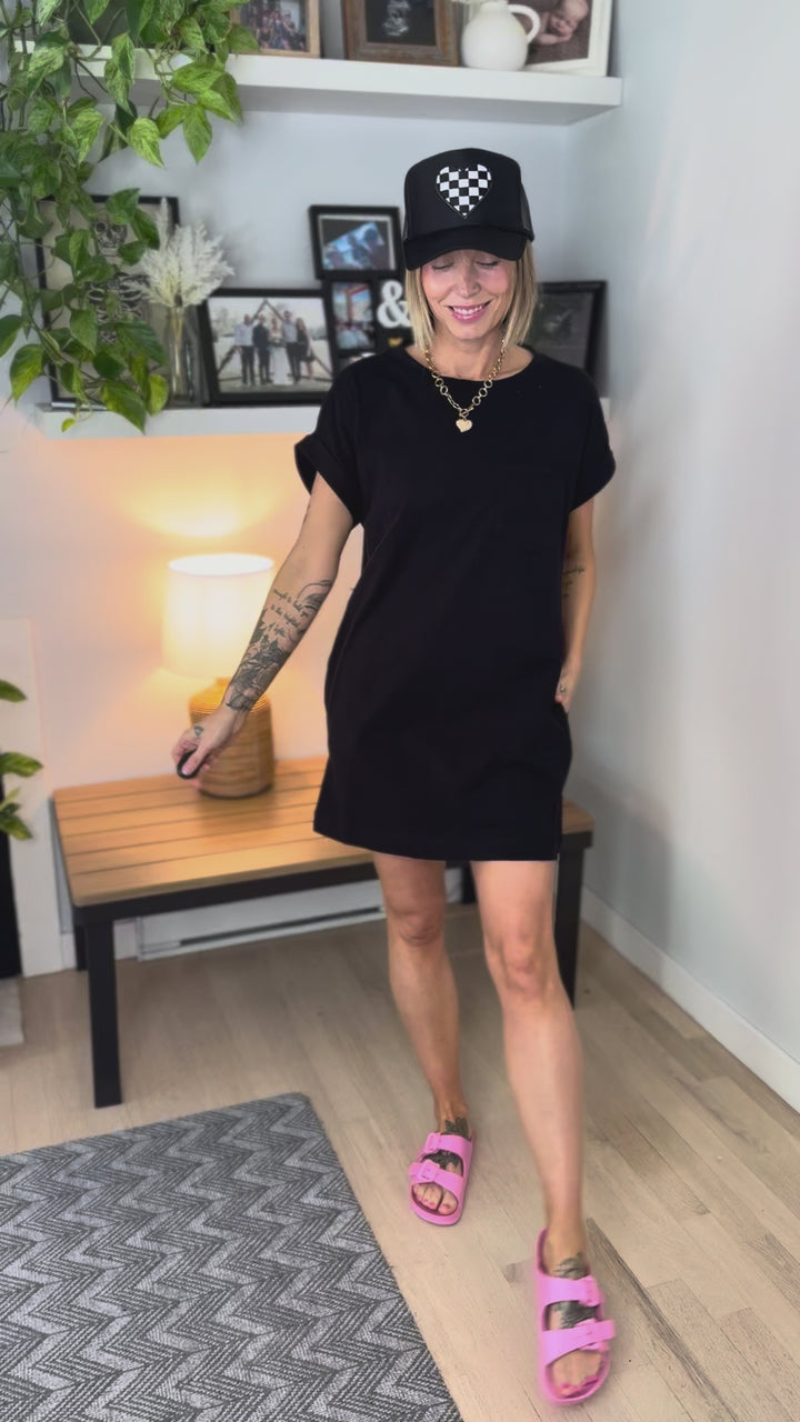 Valentina Cotton T-shirt Dress- BLACK
