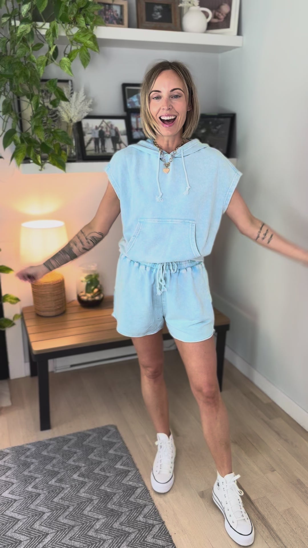 Indira Drawstring Shorts- BLUE