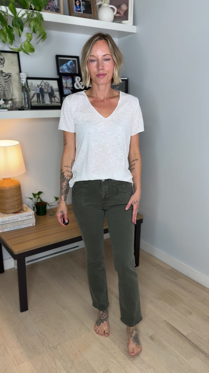 Mica Havena Mid-Rise Straight Leg Jean- GREEN