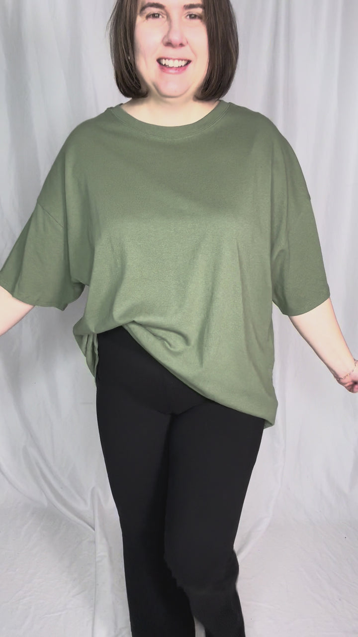 Lila Oversized Cotton Tunic Tee- LIGHT OLIVE