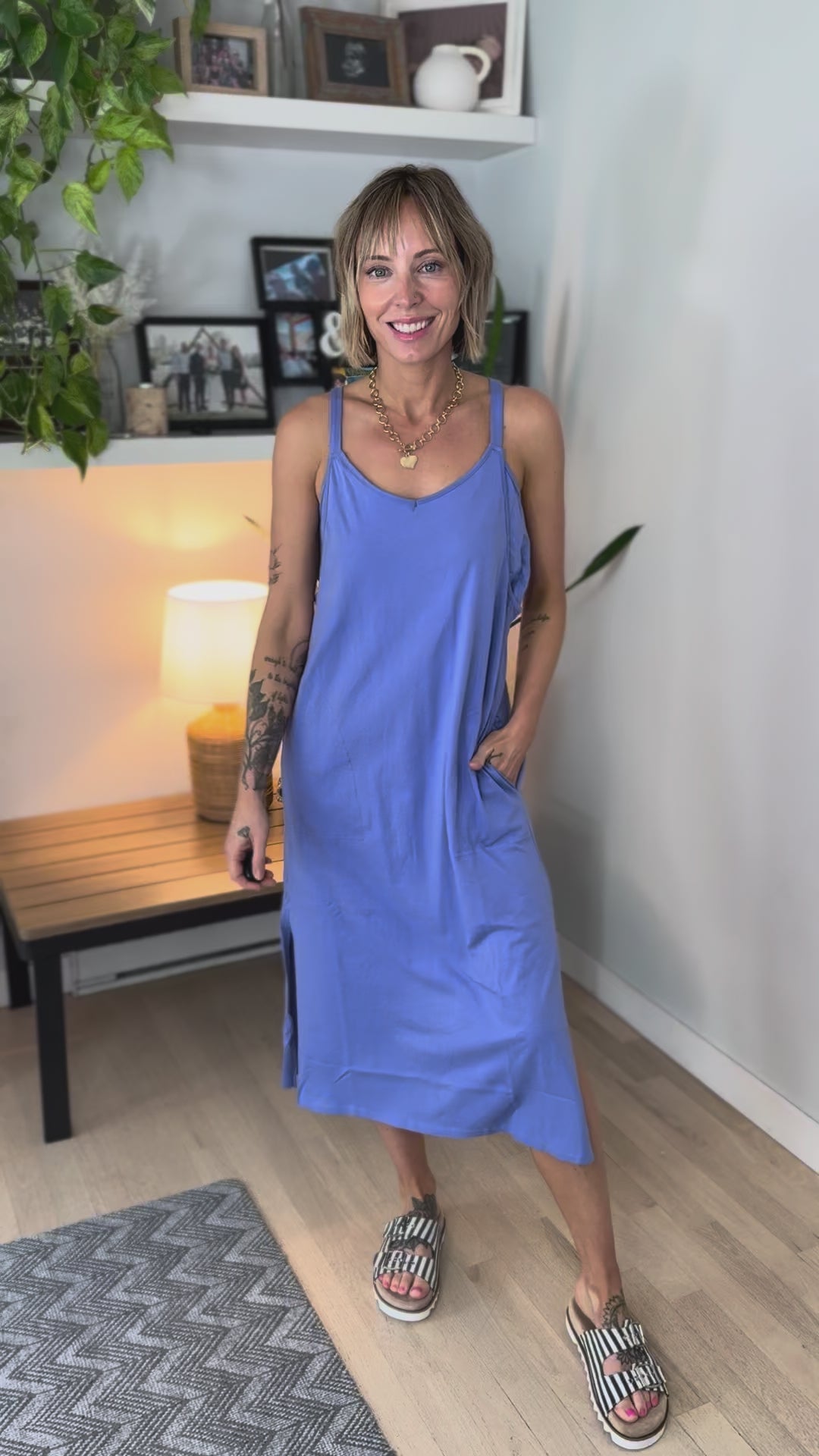 Simple Life Cotton Midi Dress- PERIWINKLE BLUE-FINAL SALE