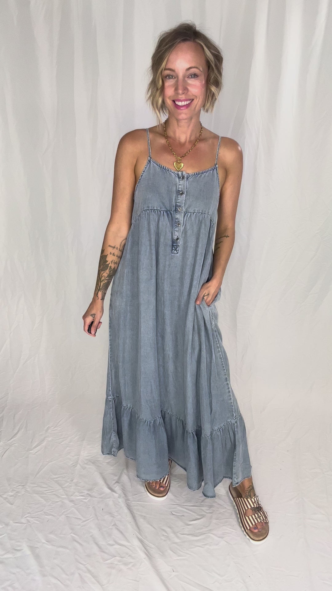 Neve Tencel Chambray Scoop Maxi- DENIM-FINAL SALE