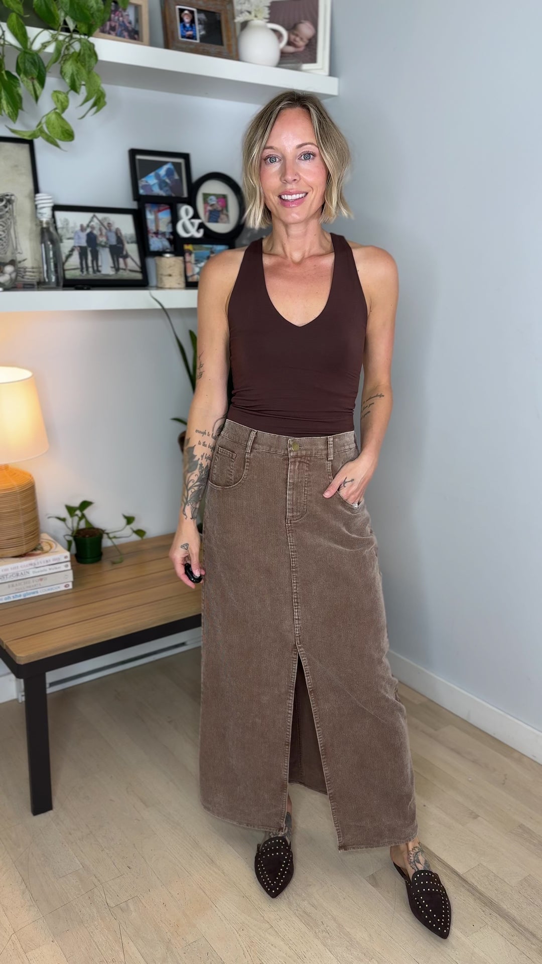Jessa Corduroy Skirt- COFFEE