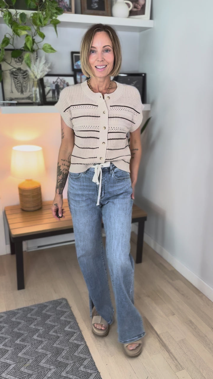 Palmaria Multi Stripe Cardigan- KHAKI