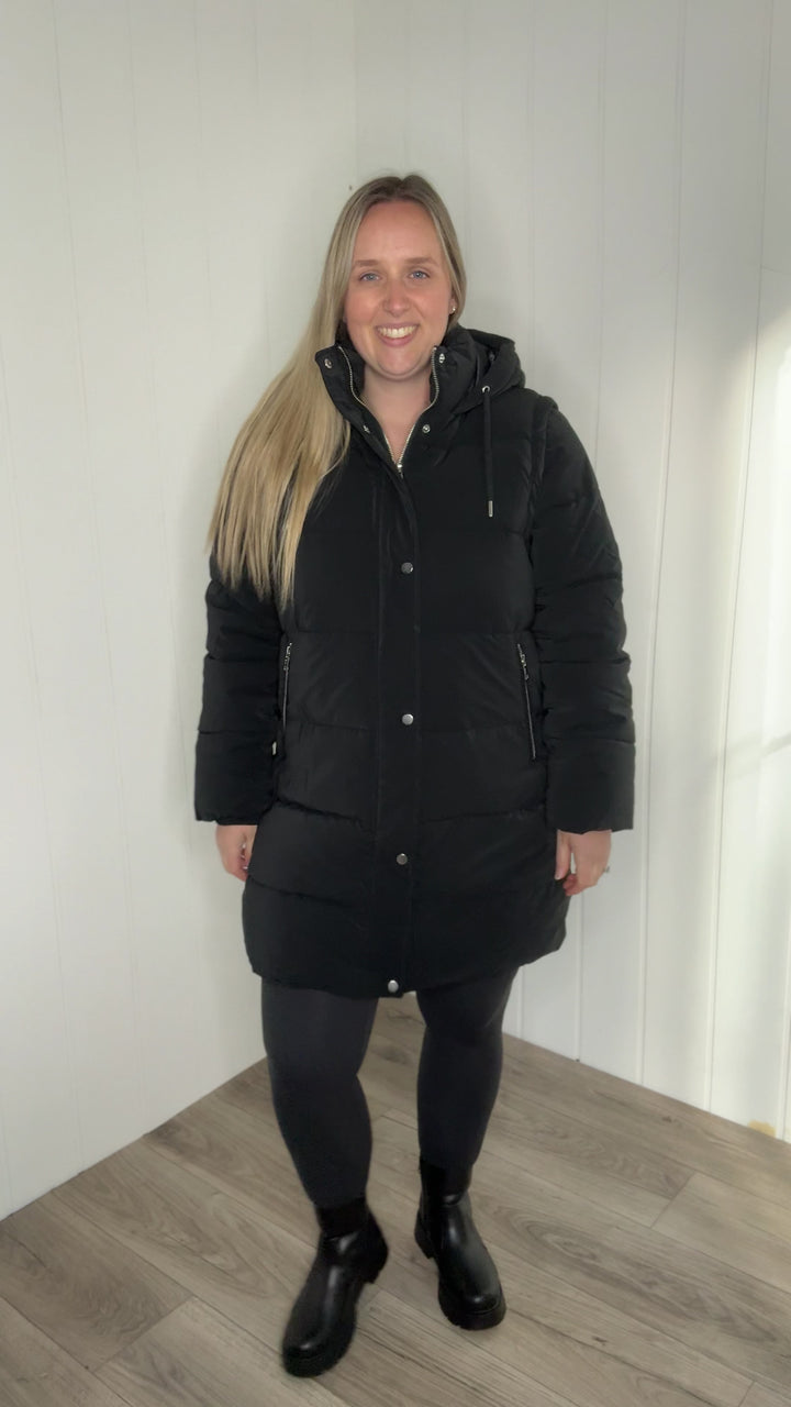 Only Dixie 2-In-1 Puffer Water Repellent Coat- BLACK