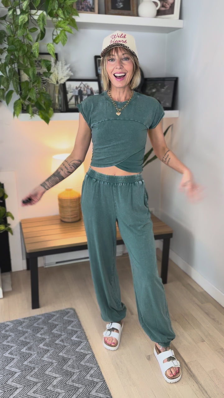 Maude Washed Stretch Cotton Set- DARK TEAL