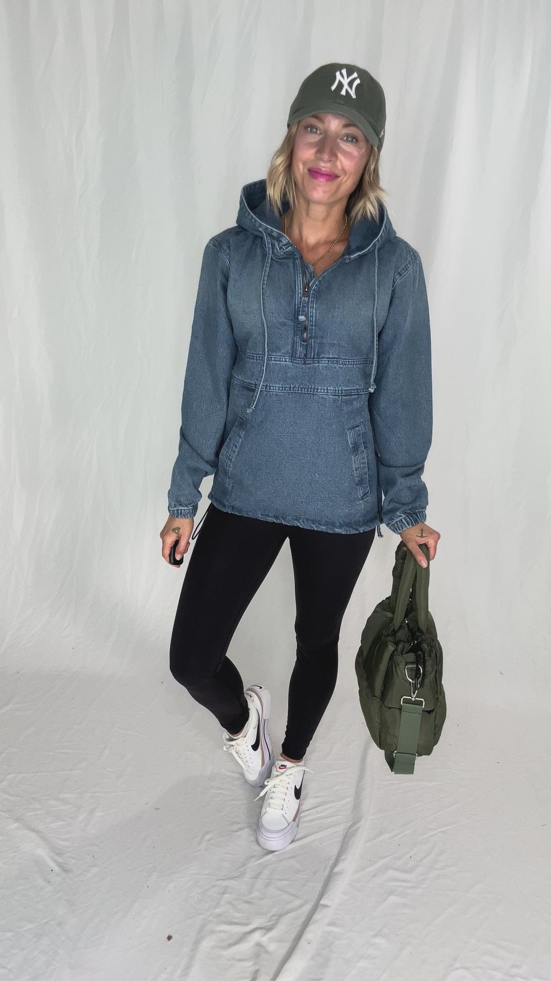 Bex Denim Hoodie Jacket- MEDIUM WASH