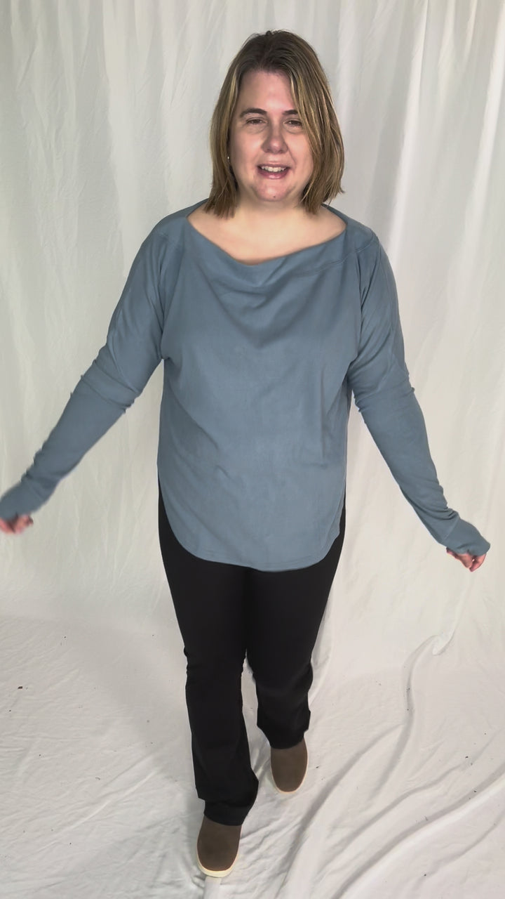 Zoey Microfleece Long Sleeve- SLATE BLUE