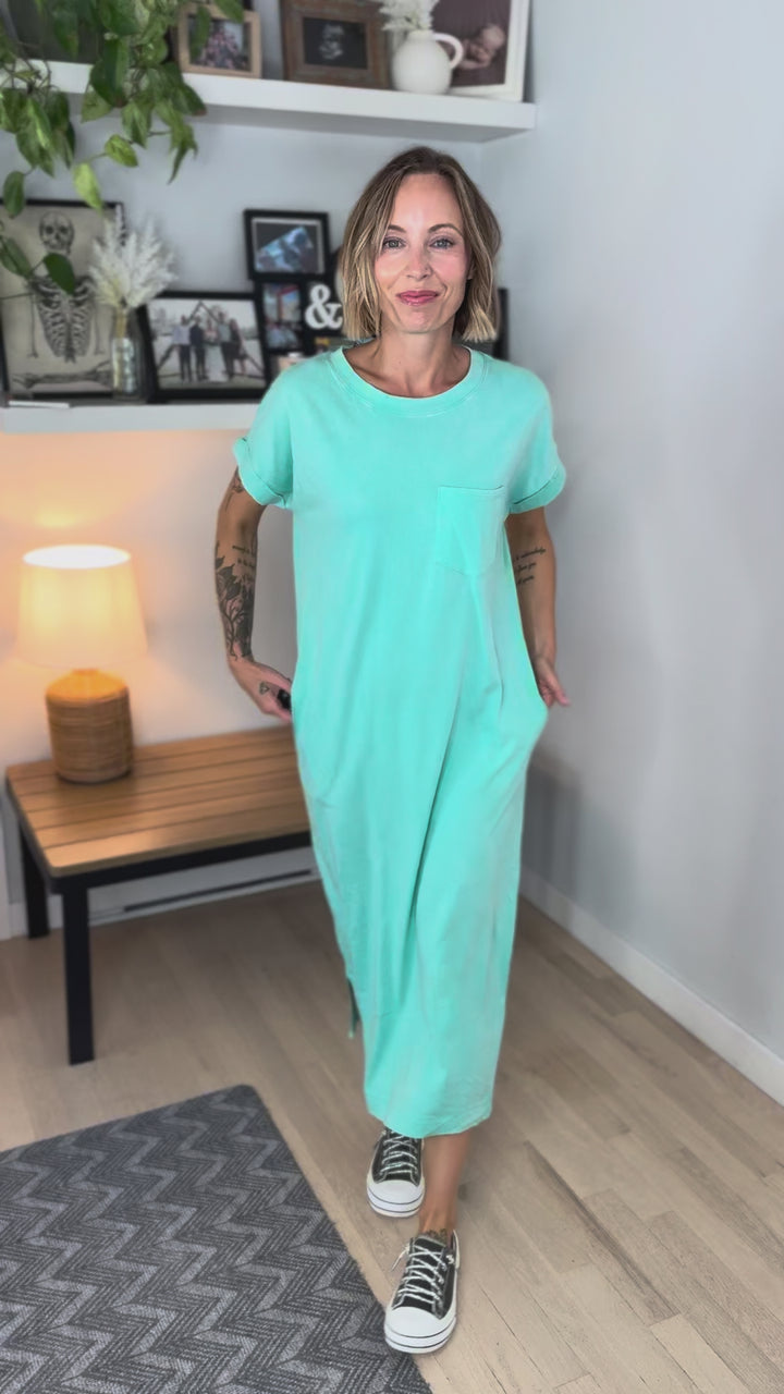 Northstar Washed Cotton Midi Dress- MINT