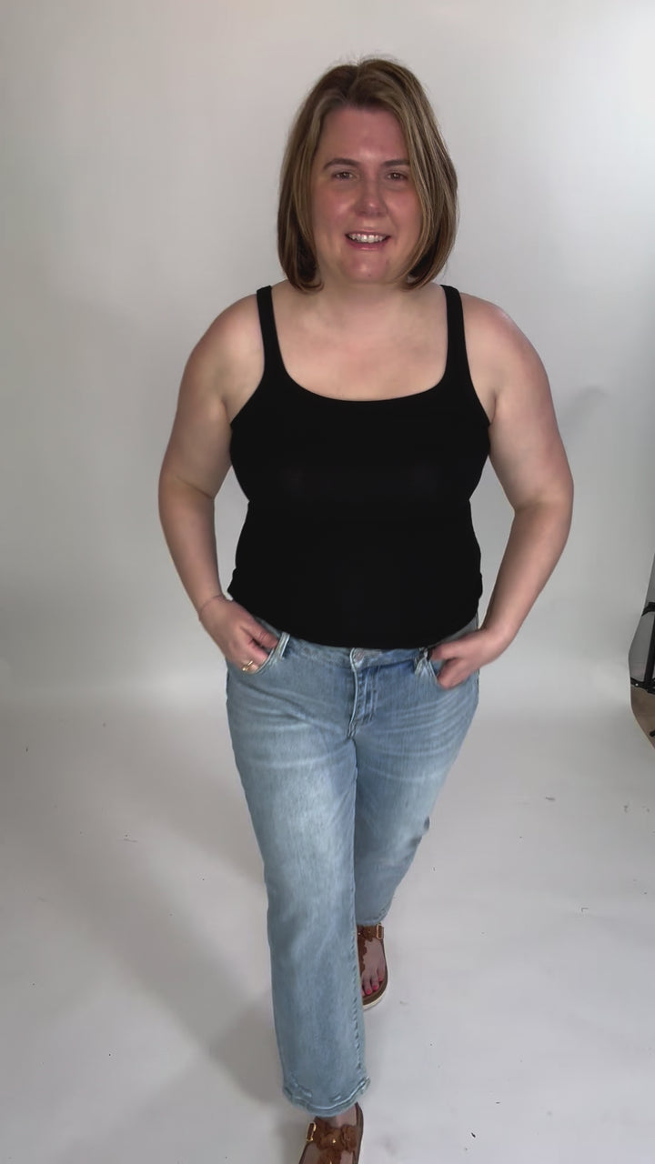 Salish Ribbed Basic Tank- BLACK