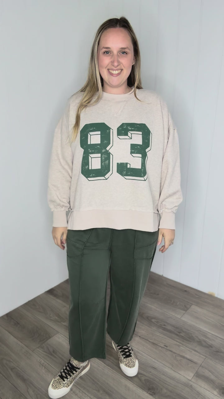 Honey Harvest Varsity Pullover- Oatmeal