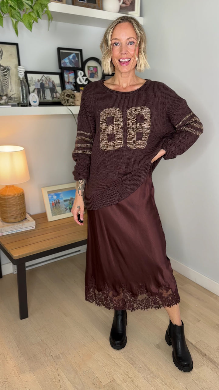Shanty Lace Trim Skirt- CHOCOLATE