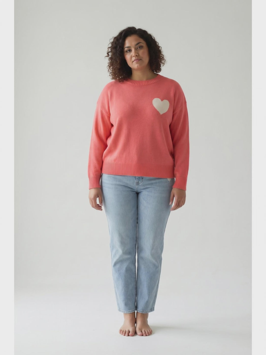 ONLY Libi Heart Sweater- SUGAR CORAL