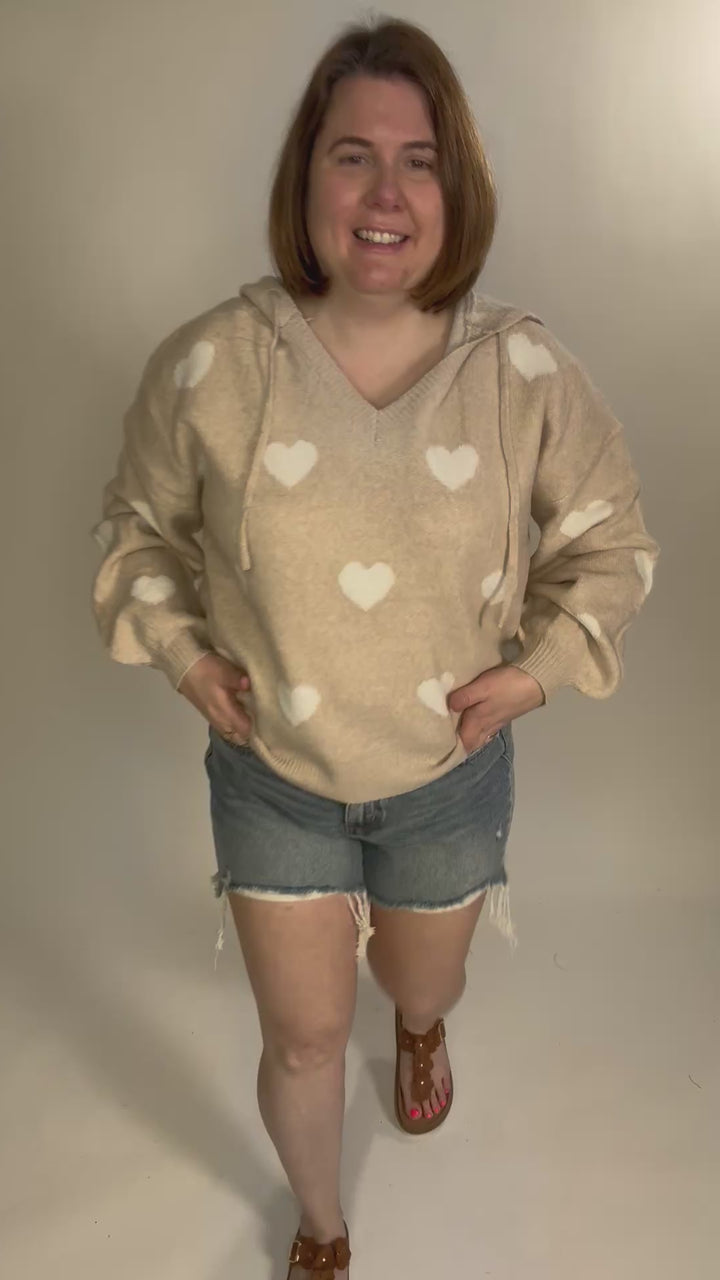Loved One Heart Sweater- KHAKI
