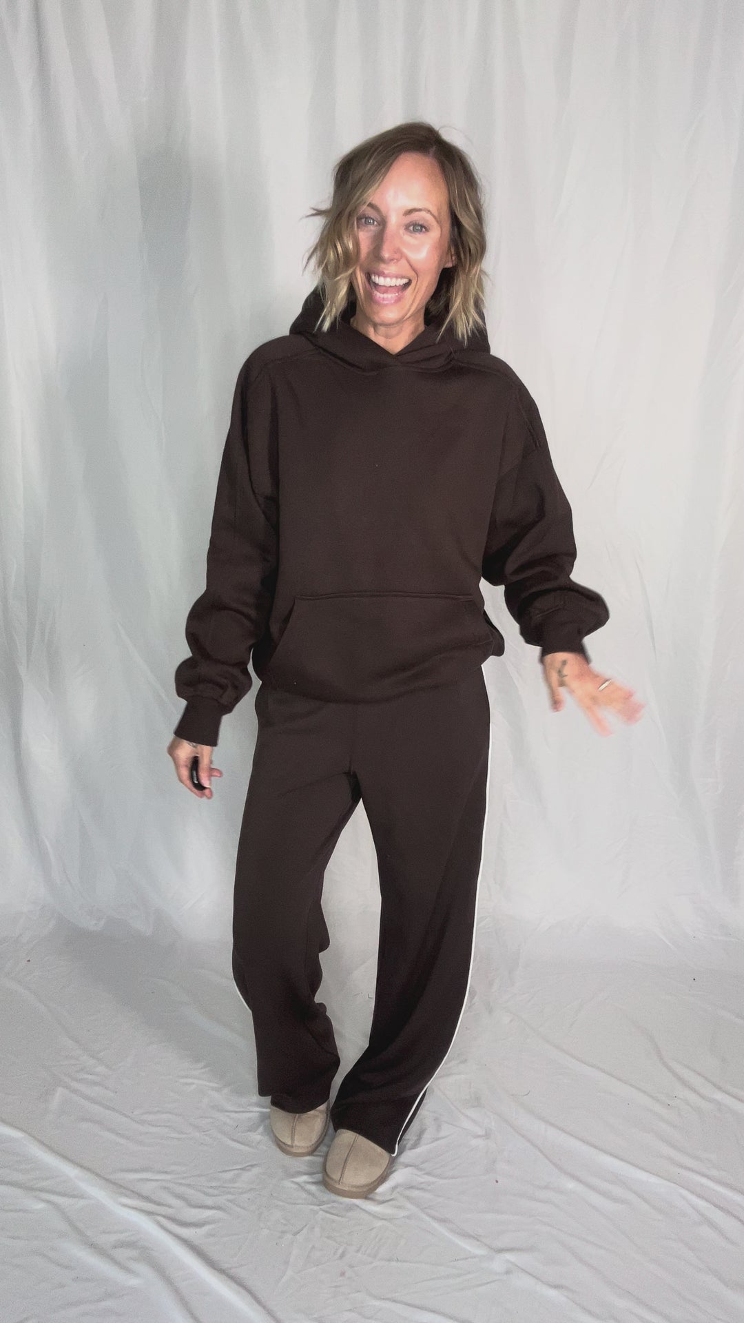 Nancy Modal Straight Leg Pant- ESPRESSO/CREAM