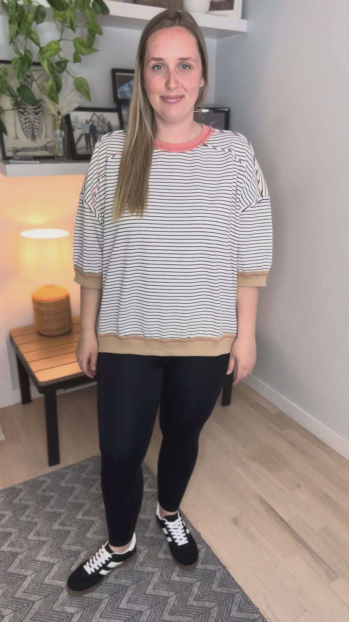 Mirelle 1/2 Sleeve Pullover- OATMEAL LATTE