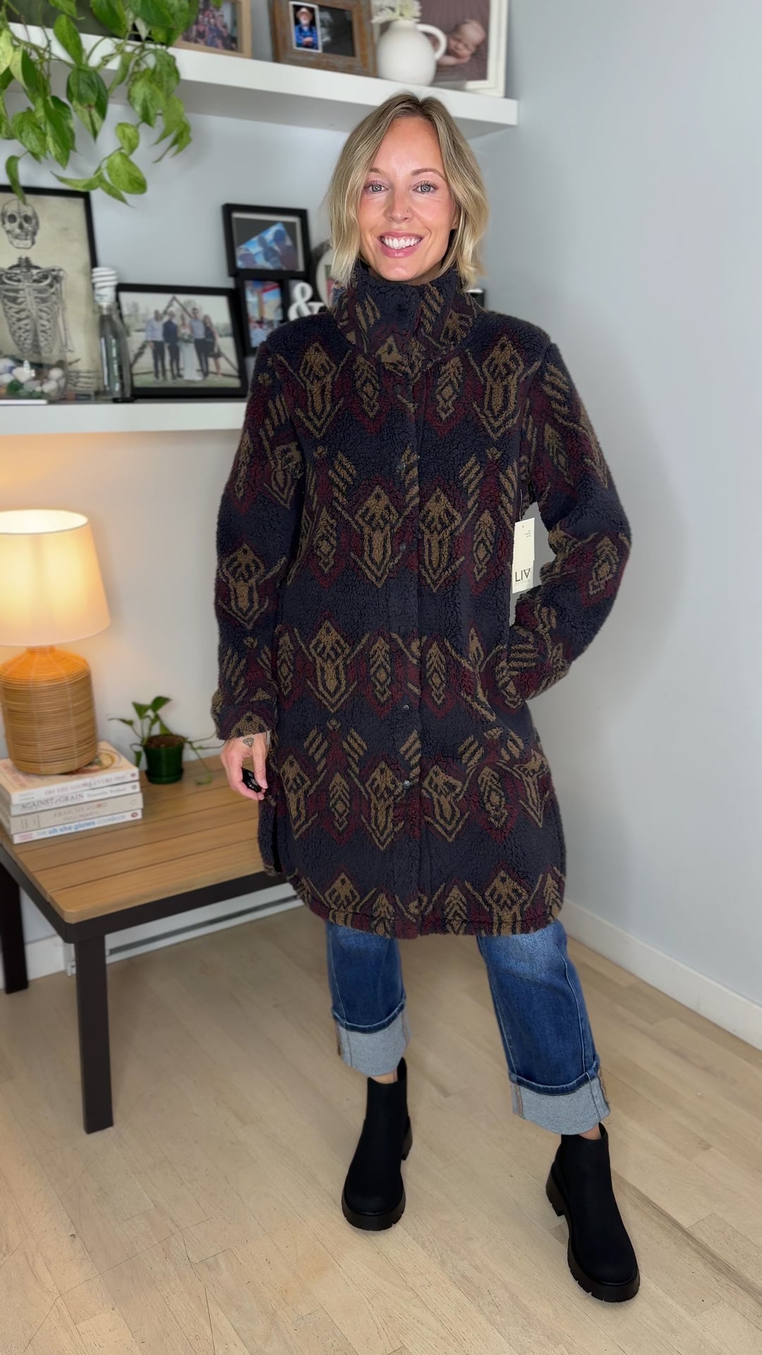 Ainsley Longline Sherpa Jacket- IMPERIAL BLACK